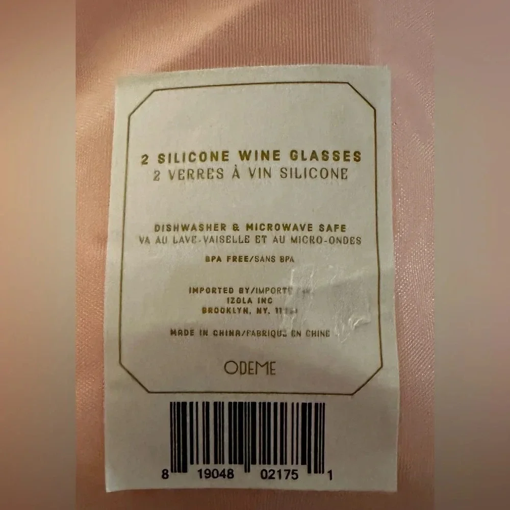 New! ODEME Pink Silicone Stemless Wine Glasses Pair